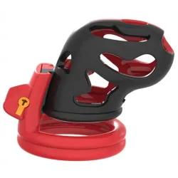  Cage de chasteté Dinoz 6.5 x 3cm Noir-Rouge
